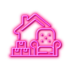 Wall Mural - Packing things line icon. Home moving sign. Neon light effect outline icon.
