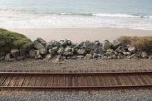 Railroad Tracks Along Beach