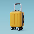 3d Vector Yellow Suitcase, Summer holiday, Time to travel concept.