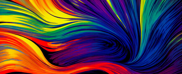 Wall Mural - abstract colorful rainbow wave background, generative ai illustration