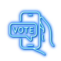 Canvas Print - Online voting line icon. Internet vote sign. Neon light effect outline icon.