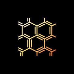 Wall Mural - Vector Hexagonal Chemical Formula concept yellow linear icon