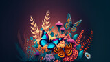 butterflies background isolated on clean background with space for text for a poster or advertisement, generative ai