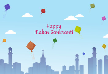 Wall Mural - illustration of Happy Makar Sankranti holiday India festival