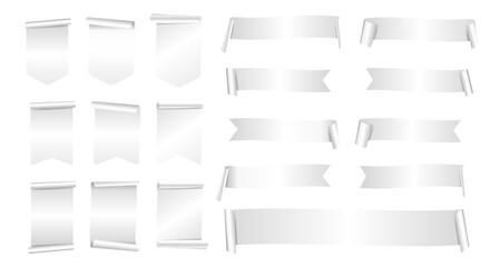 Aufkleber - White ribbons tags labels and stickers. Paper roll long design for business background