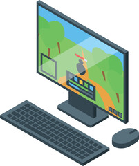 Online computer game icon isometric vector. Sport gamer. Match esport