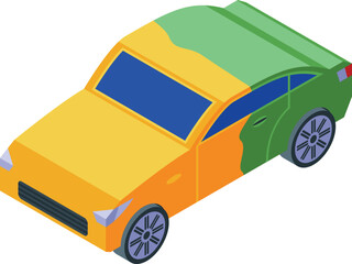 Wall Mural - Car yellow paint icon isometric vector. Auto repair. Work painting