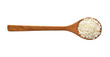Rice in spoon wood on transparen png, top view
