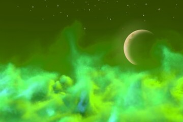Wall Mural - Abstract background design illustration of mystery clouds with moon with stars you can use for designing purposes
