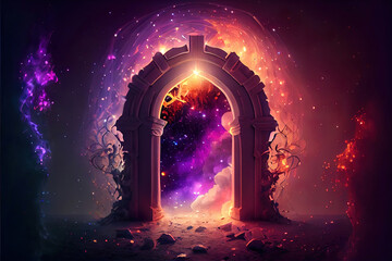 Wall Mural - fantasy magical colorful space portal to another dimension, made with generative ai