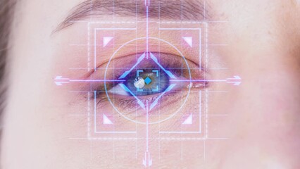 female face with technology scanning