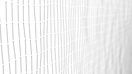 Wall Mural - wave of particles on a white background. abstract interlaced lines and dots. digital connection of e
