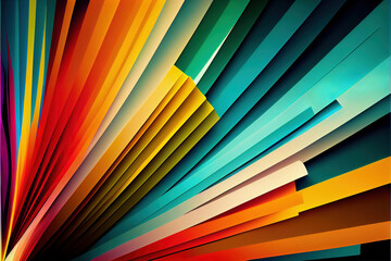 Wall Mural - beautiful modern rainbow color spectrum stripes and geometric shapes as futuristic abstract background, made with generative ai