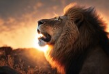 Fototapeta Koty - 3D illustration, impressive image of a lion, 3D rendering.