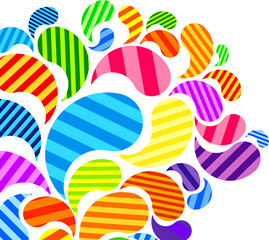 Aufkleber - Bright striped colorful curved drops spray on a light background, vector color design, graphic illustration.