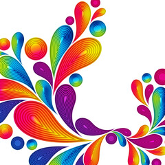 Aufkleber - Colorful striped drops splash abstract background, color design, graphic illustration.