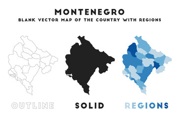 Wall Mural - Montenegro map. Borders of Montenegro for your infographic. Vector country shape. Vector illustration.