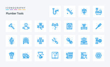 25 Plumber Blue Icon Pack. Vector Icons Illustration