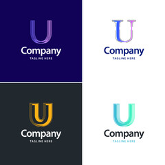 Letter U Big Logo Pack Design. Creative Modern logos design for your business. Vector Brand name illustration