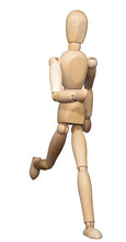 Wooden Jointed Figure Posed As If Running