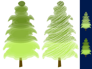 Poster - Christmas Tree Set Of Two Green Texture