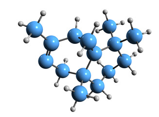 Poster -  3D image of Thujopsene skeletal formula - molecular chemical structure of Sesquichamene isolated on white background