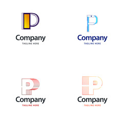 Wall Mural - Letter P Big Logo Pack Design. Creative Modern logos design for your business. Vector Brand name illustration