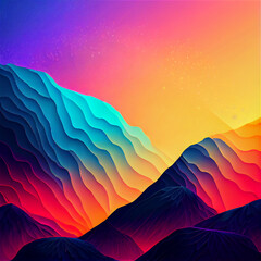 Wall Mural - aesthetic abstract colorful landscape in gradient colors ideal for backgrounds and copy space