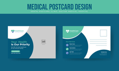 Medical postcard design, doctor EDDM post card template design or presentation card design	
