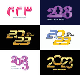 Poster - Big Collection of 2023 Happy New Year symbols Cover of business diary for 2023 with wishes