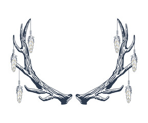 Sticker - deer horns boho style