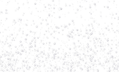 Underwater fizzing bubbles, soda or champagne carbonated drink, sparkling water isolated on white background. Effervescent drink. Aquarium, sea, ocean bubbles vector .