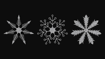 Wall Mural - Silver glitter snowflakes. Christmas, New Year design. Vector illustration