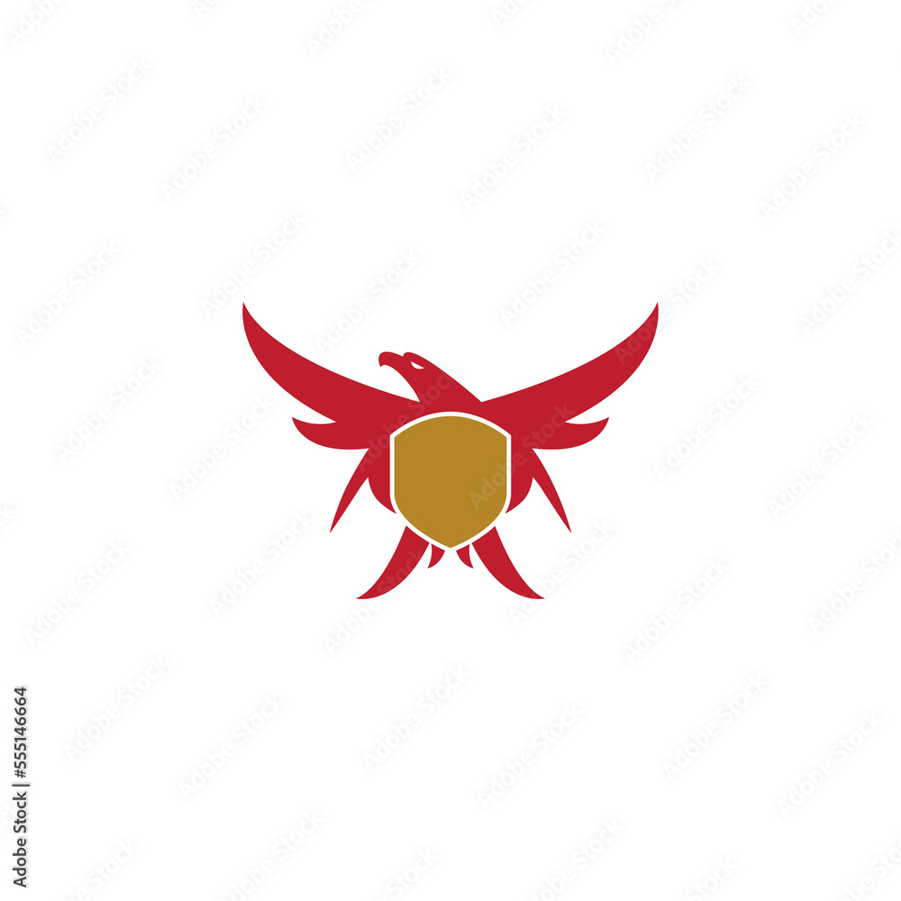Vector illustration of an eagle and shield for an icon, symbol or logo ...