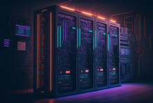 Generative Ai Server Racks In Computer Network Security Server Room Data Center.