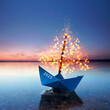 Leinwandbild Motiv leuchtende Segel am Boot