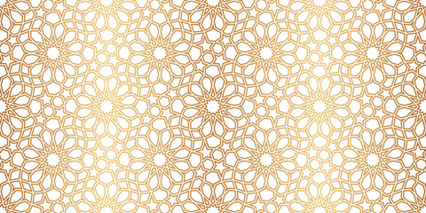 islamic seamless pattern. repeating gold arabesque background. repeated morocco golden motif for des