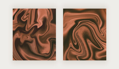 Wall Mural - Brown chocolate wavy liquid texture
