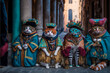 a brigade of cats wearing costumes at the venice carnival