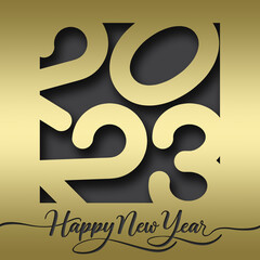 Wall Mural - 2023 happy new year with golden background