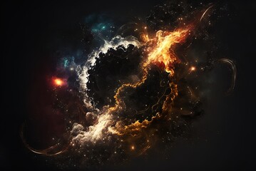 Wall Mural - Lightless abstract dark galaxy backdrop. Generative AI