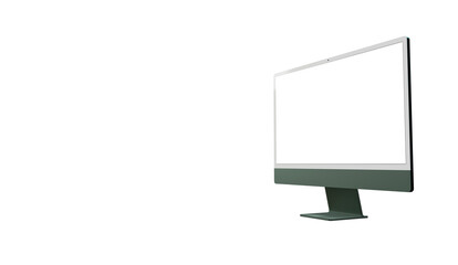 Sticker - Computer display with white blank screen. Front view. Isolated on white background. 3D illustration.