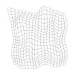 © Andrii - Distorted square grid. Mesh warp texture. Bented net isolated on white background. Curvatured lattice. Checkered pattern deformation