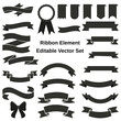 Ribbon banners editable vector bundle