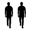 © curto - silhouette of a  back and front view same man walking on  white background