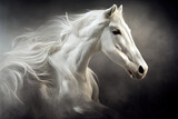 Fototapeta Konie - Beautiful white horse