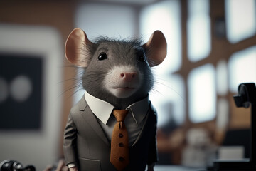 Wall Mural - portrait of a rat in a suit, ai generated