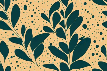 Wall Mural - a scribbled illustration of tropical leaves on a smudged backdrop of flora. Generative AI