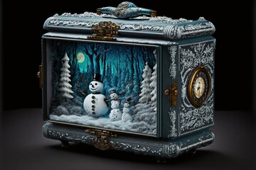 Wall Mural - A snowman themed music box