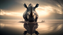 Rhino Rhinoceros , Dangerous Big Horn Facea Animal Mammal. Digital Art
